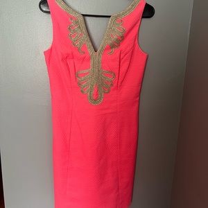 Lily Pulitzer Neon Pink/Gold Janice Shift Dress